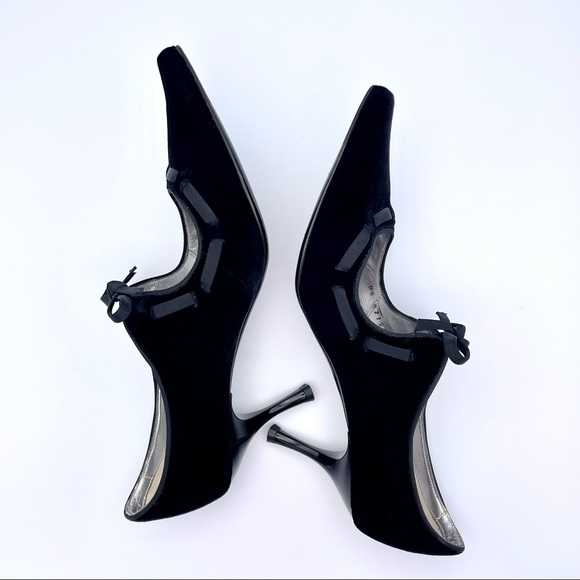 SALVATORE FERRAGAMO 🖤 Black Velvet Bardwill Bow Mary Jane Pumps | US 7 - Picture 8 of 15